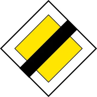 Znak informacyjny METALOWY Koniec drogi z pierwszeństwem (D2)