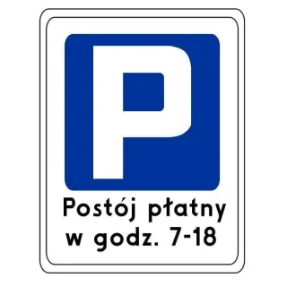 Znak informacyjny METALOWY Strefa parkowania - postój płatny (D44)