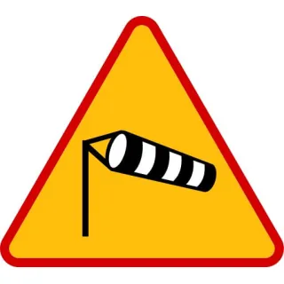 Znak ostrzegawczy METALOWY Boczny wiatr (A19)