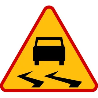 Znak ostrzegawczy METALOWY Śliska jezdnia (A15)