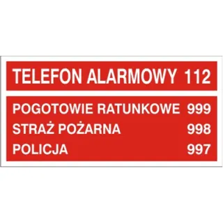 Znak telefony alarmowe czerwony na Folii Samoprzylepnej (826-05)