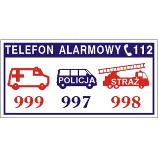 Znak telefony alarmowe niebieski na Folii Samoprzylepnej (826-03)