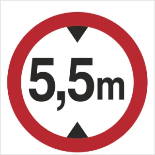 Znak zakaz wjazdu pojazdów o wysokości ponad 5,5 m na płycie PCV (702-05)