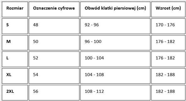 Bluza żółta SHELLPOL Tabela_rozmiarow_Kurtki_bluzy_Procera