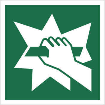 Znak Stłuc, aby uzyskać dostęp (E08) (ISO 7010) Techem