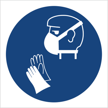 Znak stosuj maskę i rękawiczki na płycie PCV (429)