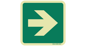 Znak E005-BUS kierunek drogi ewakuacyjnej strzałka prosta