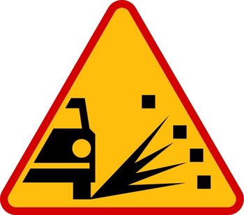 Znak ostrzegawczy METALOWY Sypki żwir (A28)