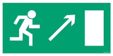 Znak kierunek do wyjścia drogi ewakuacyjnej w górę w prawo (AC015) Signproject