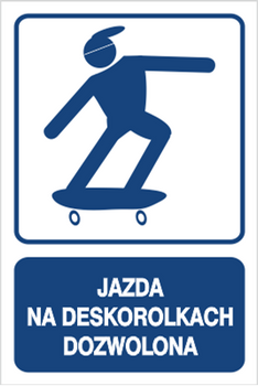 Znak jazda na deskorolce dozwolona na Folii Samoprzylepnej (823-117)