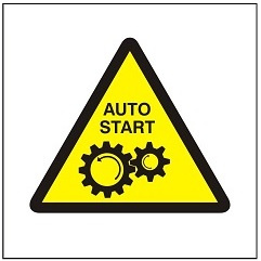 Znak ostrzeżenie przed uruchamianiem automatycznym na Folii Samoprzylepnej (323-01)