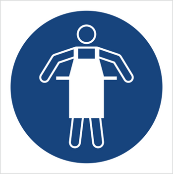 Znak nakaz stosowania fartucha ochronnego na płycie PCV (M26) (ISO 7010)