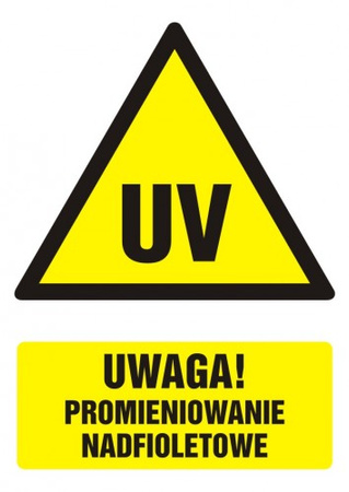 Znak Uwaga! Promieniowanie nadfioletowe na Folii Samoprzylepnej (GF048)