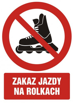 Znak zakaz jazdy na rolkach na płycie PCV (GC067)