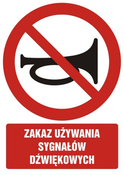 Znak zakaz używania sygnałów dźwiękowych na płycie PCV (GC031)