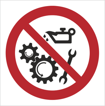 Znak Zakaz smarowania urządzeń w ruchu na płycie PCV (618)