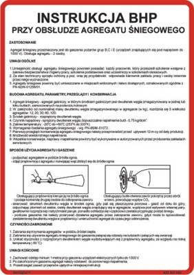 Instrukcja BHP przy obsłudze agregatu śniegowego (422 XO-143)