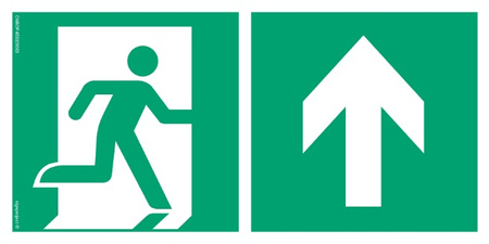Znak kierunek do wyjścia ewakuacyjnego - w górę (prawostronny) (AE095) Signproject