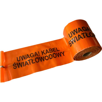 Taśma ostrzegawczo-lokalizacyjna (z wkładką metalową) UWAGA KABEL ŚWIATŁOWODOWY 200mm/100m