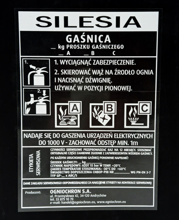 Etykieta serwisowa uniwersalna do gaśnicy proszkowej GP4x, 6x  -SILESIA