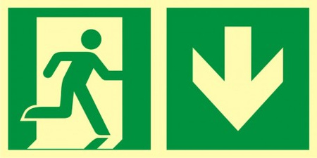 Znak kierunek do wyjścia ewakuacyjnego - w dół (prawostronny) (AE099) Signproject
