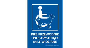 Znak Pies przewodnik i pies asystujący mile widziany NP005