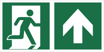 Znak kierunek do wyjścia ewakuacyjnego w górę, prawostronny (E02-GG) (ISO 7010) Techem