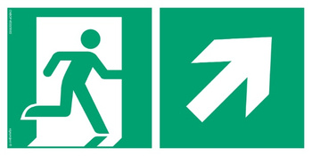 Znak kierunek do wyjścia ewakuacyjnego - w górę w prawo (AE096) Signproject