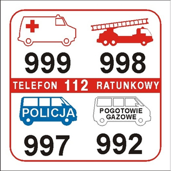 Znak telefony alarmowe graficzny na płycie PCV (826-01)