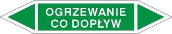 Tabliczka na rurociągi Ogrzewanie CO- dopływ znak na Folii Samoprzylepnej (R-W05)