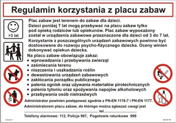 Regulamin korzystania z placu zabaw (422 XP-183)