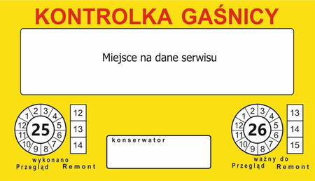 Kontrolka gaśnicy uniwersalna żółta
