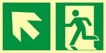 Znak kierunek do wyjścia ewakuacyjnego - w górę w lewo (AE091) Signproject