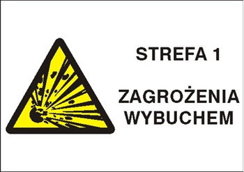 Znak strefa 1 zagrożenia wybuchem na płycie PCV (870-23)