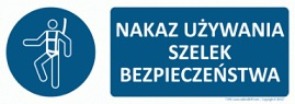 Znak Nakaz używania szelek bezpieczeństwa (T109)