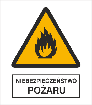 Znak niebezpieczeństwo pożaru na Folii Samoprzylepnej (214-02)