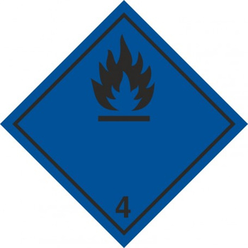 Znak materiały wytwarzające w kontakcie z wodą gazy zapalne na Folii Samoprzylepnej (MB114)