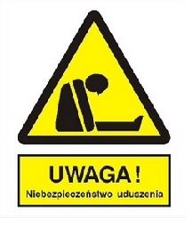 Znak Uwaga niebezpieczeństwo uderzenia na Folii Samoprzylepnej (334)