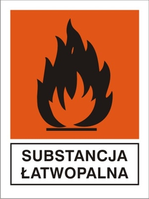 Znak substancja łatwopalna na Folii Samoprzylepnej (700-18)
