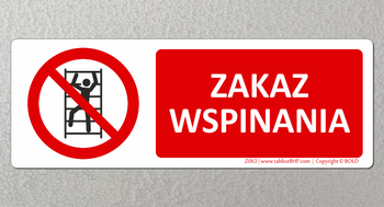 Oznaczenie Zakaz wspinania (Z063)