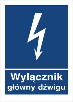 Znak główny wyłącznik dźwigu na płycie PCV (530-03)