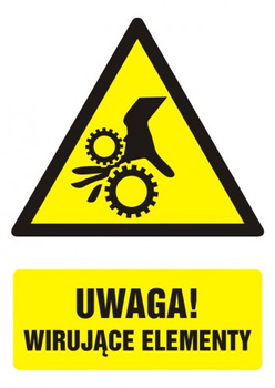 Znak Uwaga! Wirujące elementy na Folii Samoprzylepnej (GF043)