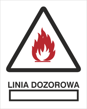 Znak linia dozorowa na płycie PCV Techem