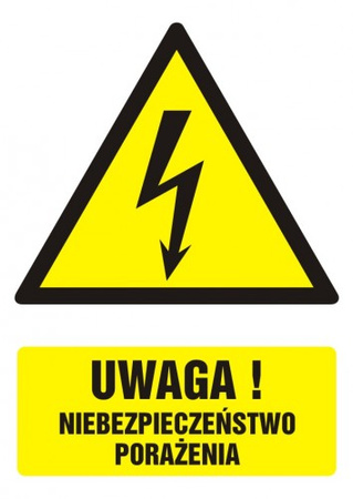 Znak Uwaga! Niebezpieczeństwo porażenia na Folii Samoprzylepnej (GF015)