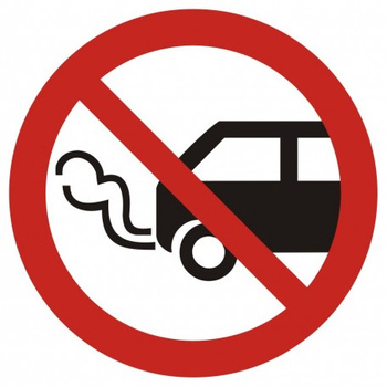 Znak Nie zostawiać włączonych silników spalinowych na Folii Samoprzylepnej (GB006)