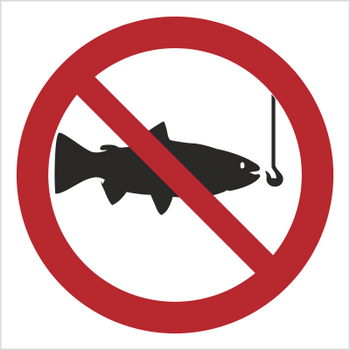 Znak Zakaz połowu ryb na płycie PCV (656)
