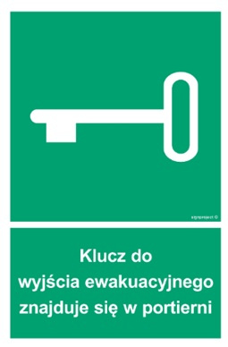 Znak klucz do wyjścia ewakuacyjnego znajduję się w portierni (AC067) Signproject