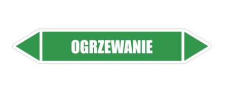 Tabliczka na rurociągi Ogrzewanie CO znak na Folii Samoprzylepnej (R-W04)
