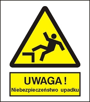 Znak uwaga niebezpieczeństwo upadku na płycie PCV (326-01)