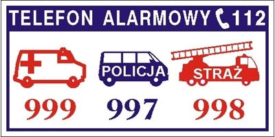 Znak telefony alarmowe niebieski na Folii Samoprzylepnej (826-03)